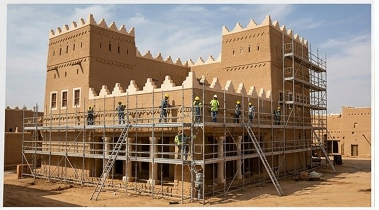 Scaffolding Engineering Layouts for Historical Souk Restoration in Diriyah